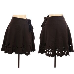 LA FABRIQUE 100% Wool Cutout Scalloped Wrap Skirt